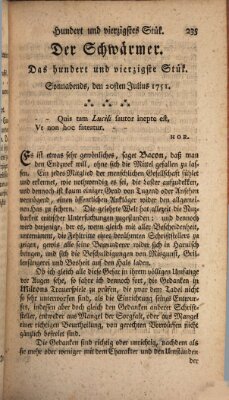 Der Schwärmer oder Herumstreifer (The rambler) Dienstag 20. Juli 1751