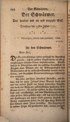 Der Schwärmer oder Herumstreifer (The rambler) Freitag 23. Juli 1751