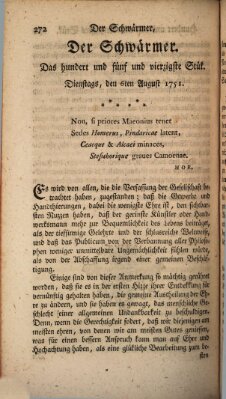 Der Schwärmer oder Herumstreifer (The rambler) Freitag 6. August 1751