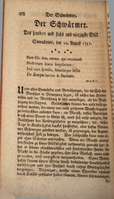 Der Schwärmer oder Herumstreifer (The rambler) Dienstag 10. August 1751