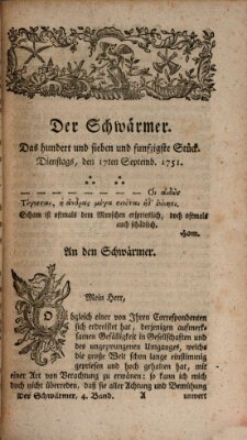 Der Schwärmer oder Herumstreifer (The rambler) Freitag 17. September 1751