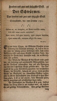 Der Schwärmer oder Herumstreifer (The rambler) Dienstag 5. Oktober 1751