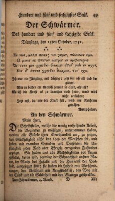 Der Schwärmer oder Herumstreifer (The rambler) Freitag 15. Oktober 1751