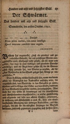 Der Schwärmer oder Herumstreifer (The rambler) Dienstag 26. Oktober 1751