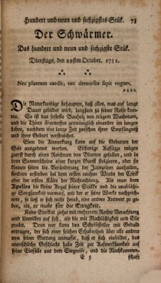 Der Schwärmer oder Herumstreifer (The rambler) Freitag 29. Oktober 1751