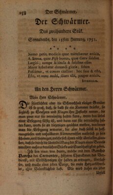 Der Schwärmer oder Herumstreifer (The rambler) Dienstag 15. Februar 1752