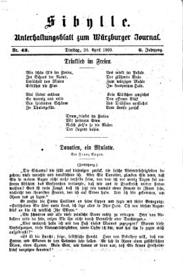 Sibylle (Würzburger Journal) Dienstag 24. April 1860