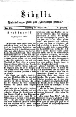 Sibylle (Würzburger Journal) Samstag 10. August 1861