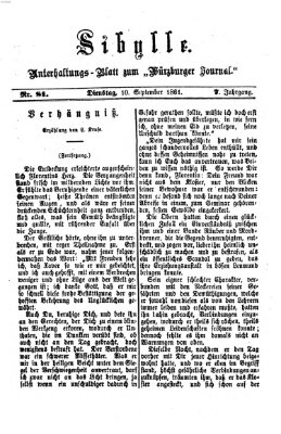 Sibylle (Würzburger Journal) Dienstag 10. September 1861