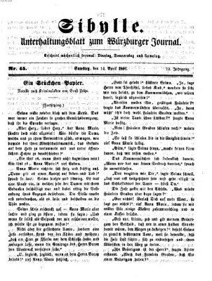 Sibylle (Würzburger Journal) Samstag 14. April 1866