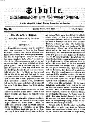 Sibylle (Würzburger Journal) Dienstag 17. April 1866