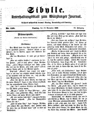 Sibylle (Würzburger Journal) Samstag 17. November 1866