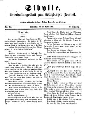 Sibylle (Würzburger Journal) Donnerstag 29. April 1869