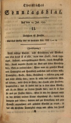 Christliches Sonntagsblatt Sonntag 14. Juli 1793