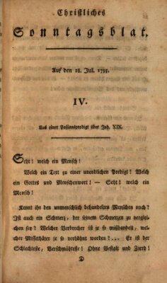 Christliches Sonntagsblatt Sonntag 28. Juli 1793