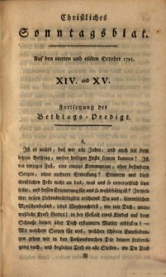 Christliches Sonntagsblatt Freitag 4. Oktober 1793