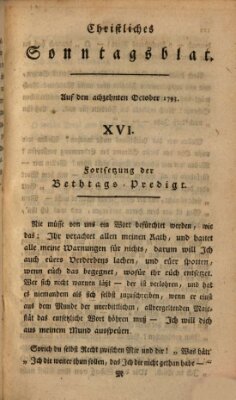 Christliches Sonntagsblatt Freitag 18. Oktober 1793