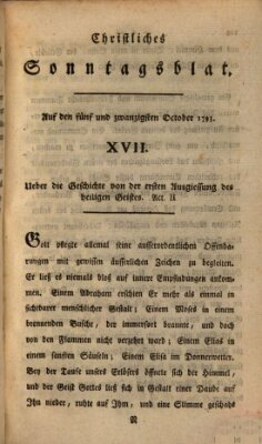 Christliches Sonntagsblatt Freitag 25. Oktober 1793