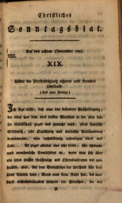 Christliches Sonntagsblatt Freitag 8. November 1793