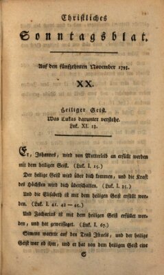 Christliches Sonntagsblatt Freitag 15. November 1793