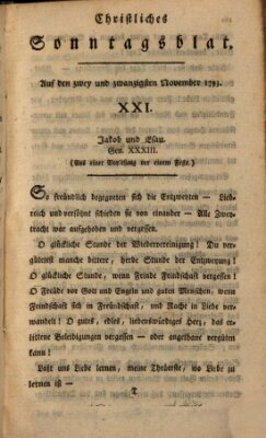 Christliches Sonntagsblatt Freitag 22. November 1793