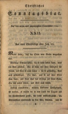 Christliches Sonntagsblatt Freitag 29. November 1793