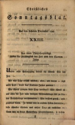 Christliches Sonntagsblatt Freitag 6. Dezember 1793