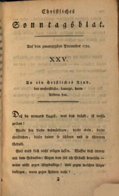 Christliches Sonntagsblatt Freitag 20. Dezember 1793