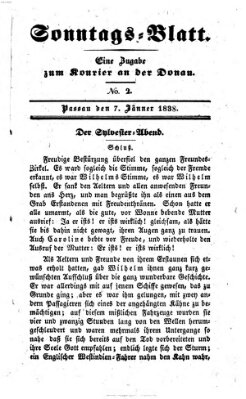 Kourier an der Donau. Sonntags-Blatt : der Unterhaltung gewidmet ; eine Zugabe zum Kourier an der Donau (Donau-Zeitung) Sonntag 7. Januar 1838