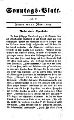 Kourier an der Donau. Sonntags-Blatt : der Unterhaltung gewidmet ; eine Zugabe zum Kourier an der Donau (Donau-Zeitung) Sonntag 14. Januar 1838