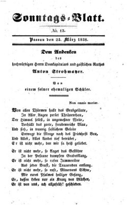 Kourier an der Donau. Sonntags-Blatt : der Unterhaltung gewidmet ; eine Zugabe zum Kourier an der Donau (Donau-Zeitung) Sonntag 25. März 1838