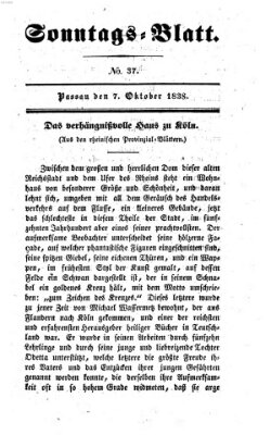 Kourier an der Donau. Sonntags-Blatt : der Unterhaltung gewidmet ; eine Zugabe zum Kourier an der Donau (Donau-Zeitung) Sonntag 7. Oktober 1838