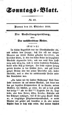 Kourier an der Donau. Sonntags-Blatt : der Unterhaltung gewidmet ; eine Zugabe zum Kourier an der Donau (Donau-Zeitung) Sonntag 28. Oktober 1838