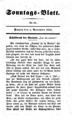 Kourier an der Donau. Sonntags-Blatt : der Unterhaltung gewidmet ; eine Zugabe zum Kourier an der Donau (Donau-Zeitung) Sonntag 4. November 1838