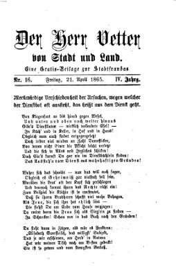 Stadtfraubas Freitag 21. April 1865