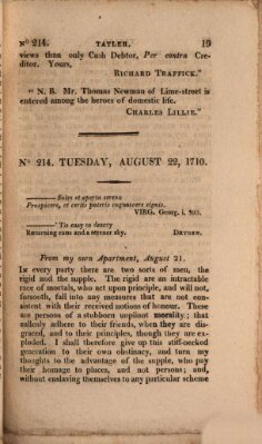 The tatler Freitag 22. August 1710