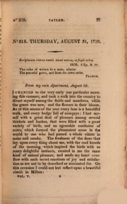 The tatler Sonntag 31. August 1710