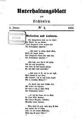 Der Lechbote. Unterhaltungsblatt zum Lechboten (Der Lechbote) Sonntag 5. Januar 1851