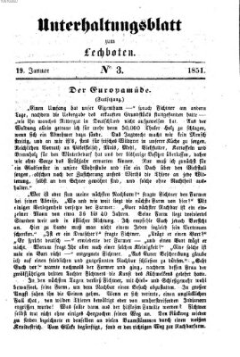 Der Lechbote. Unterhaltungsblatt zum Lechboten (Der Lechbote) Sonntag 19. Januar 1851