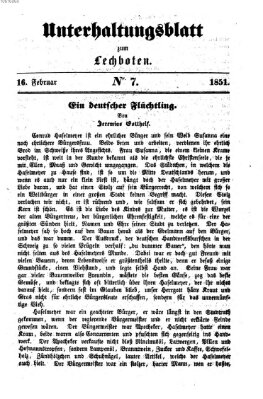 Der Lechbote. Unterhaltungsblatt zum Lechboten (Der Lechbote) Sonntag 16. Februar 1851