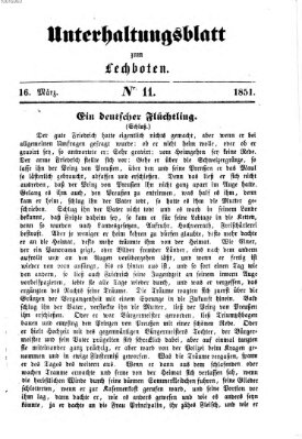 Der Lechbote. Unterhaltungsblatt zum Lechboten (Der Lechbote) Sonntag 16. März 1851