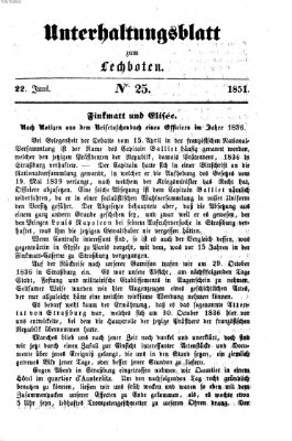 Der Lechbote. Unterhaltungsblatt zum Lechboten (Der Lechbote) Sonntag 22. Juni 1851