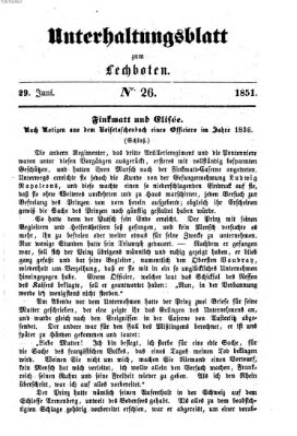 Der Lechbote. Unterhaltungsblatt zum Lechboten (Der Lechbote) Sonntag 29. Juni 1851