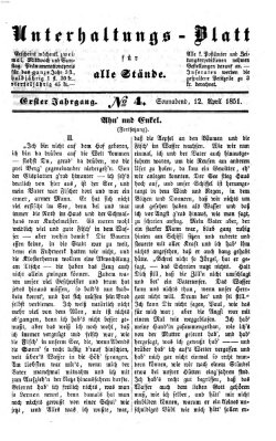 Unterhaltungs-Blatt für alle Stände Samstag 12. April 1851