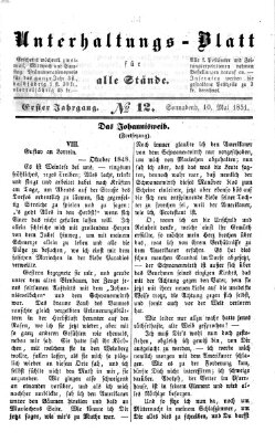 Unterhaltungs-Blatt für alle Stände Samstag 10. Mai 1851