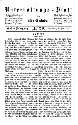 Unterhaltungs-Blatt für alle Stände Samstag 7. Juni 1851