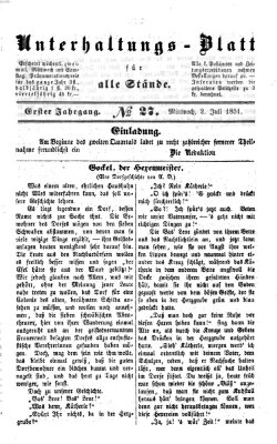 Unterhaltungs-Blatt für alle Stände Mittwoch 2. Juli 1851