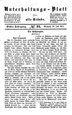 Unterhaltungs-Blatt für alle Stände Mittwoch 16. Juli 1851