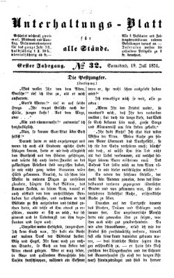 Unterhaltungs-Blatt für alle Stände Samstag 19. Juli 1851