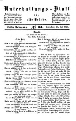 Unterhaltungs-Blatt für alle Stände Samstag 26. Juli 1851